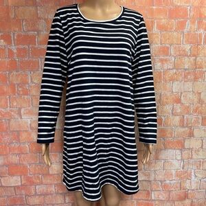 Paraphrase Striped Long Sleeve Shift Dress